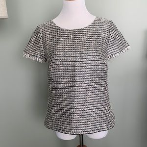 Talbots size 6 metallic weave short sleeve top
